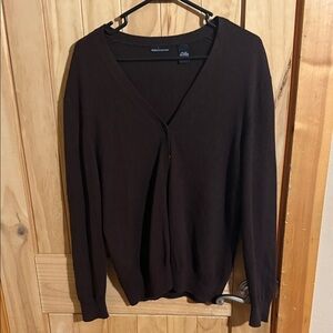 Moda International Deep Brown V-Neck Sweater